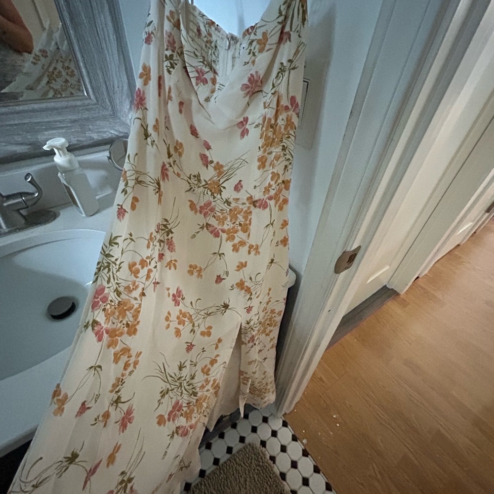 Reformation Cream Floral Dress